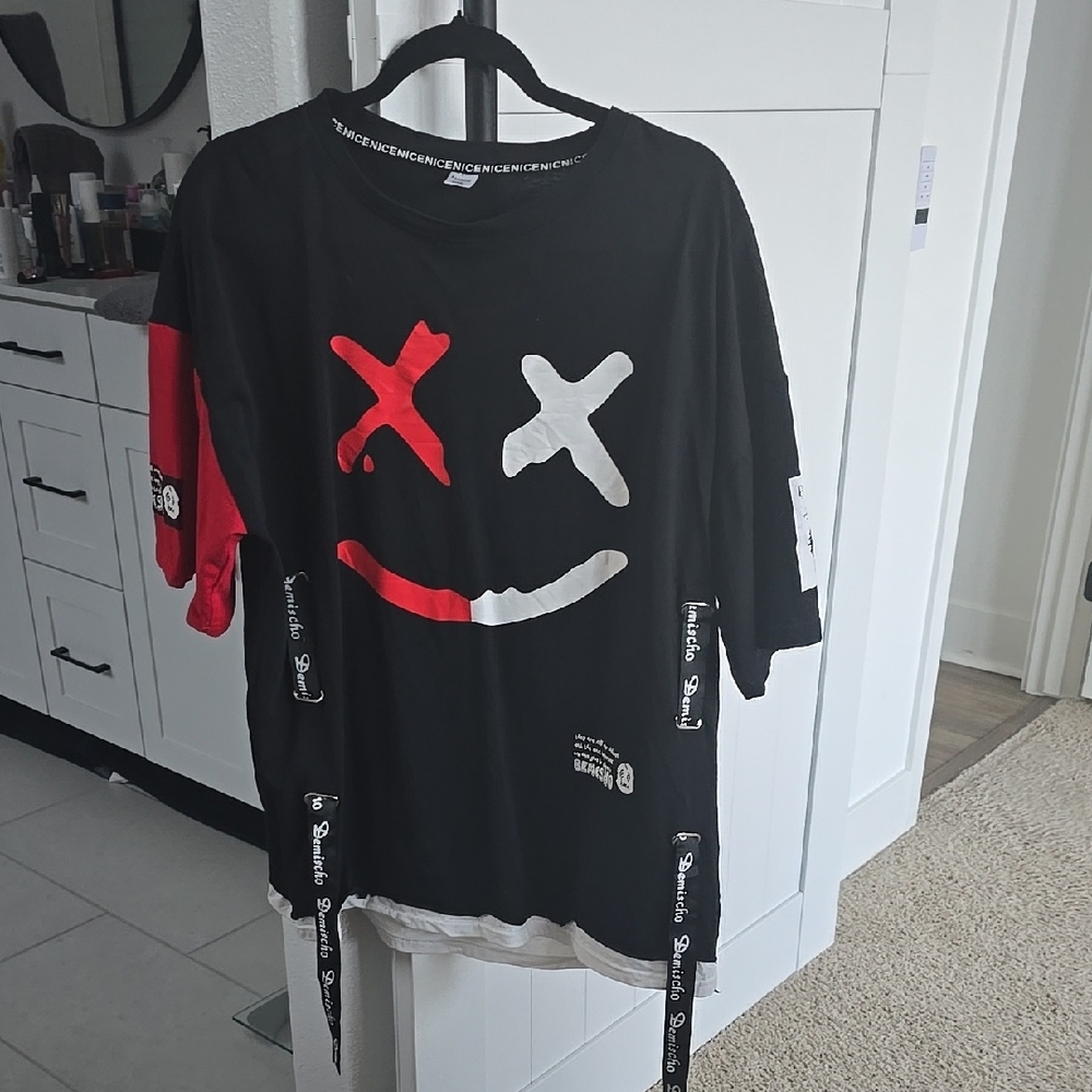 Black and Red Graphic Men's Shirt